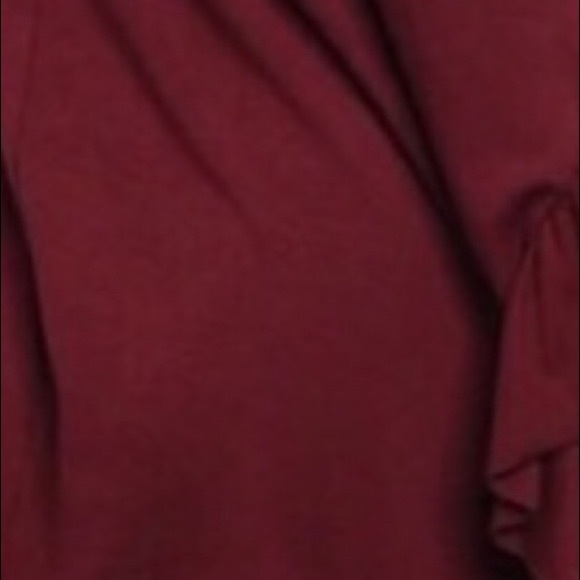 WINE RUFFLE LONG SLEEVE DESIGN DRESS - Picture 7 of 8